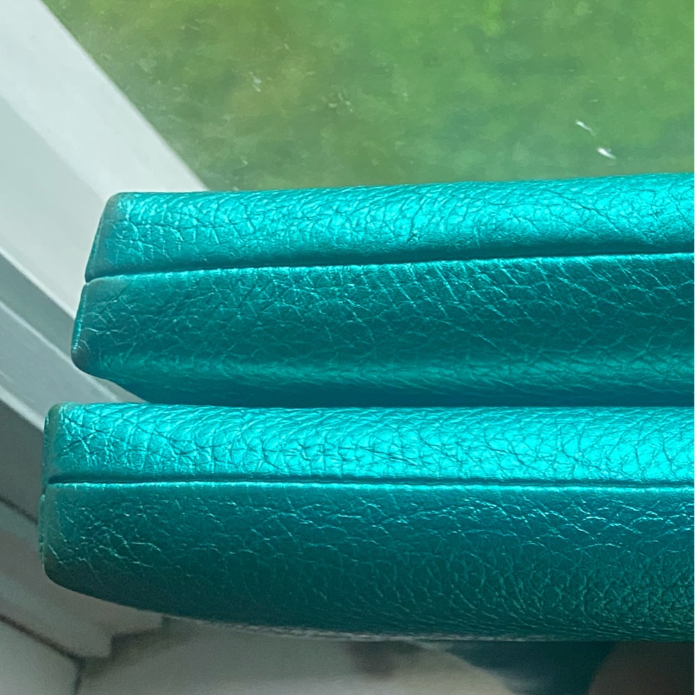 Coach Metallic Teal Pebble Leather Crossbody - Picture 11 of 16